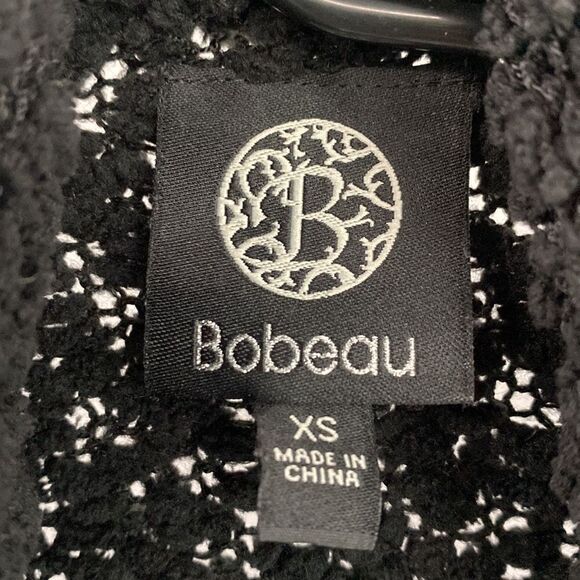 Bobeau Boucle Popcorn Knot Black Draped Button Cardigan Sweater Size XS - Picture 3 of 10